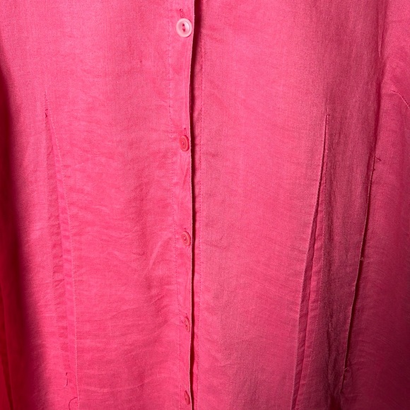 Lily moss pink button front linen top size Large - Picture 6 of 13